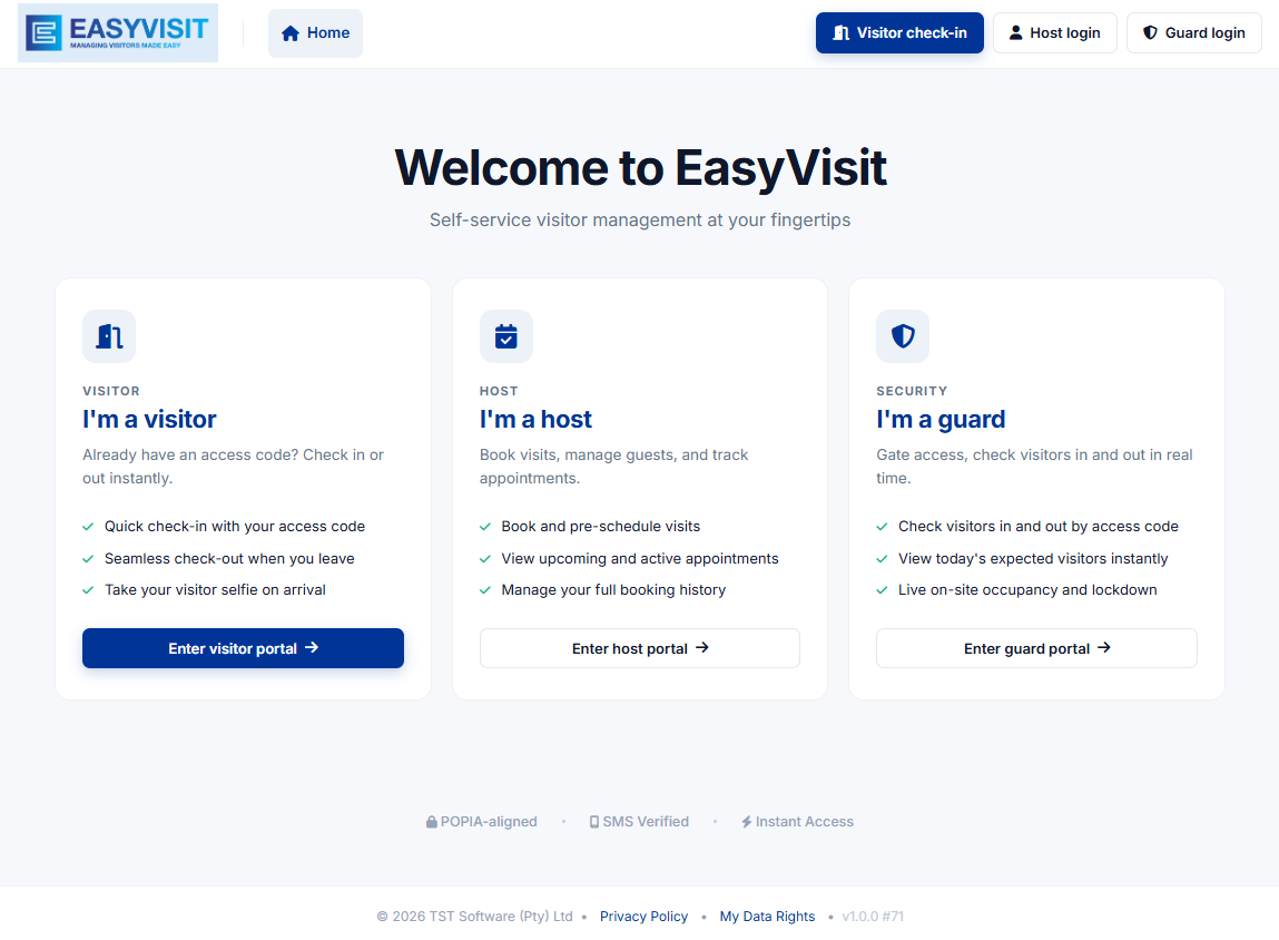 EasyVisit Public portals screenshot